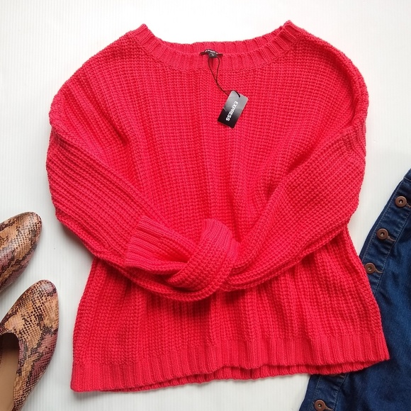 Express Sweaters - Express • chunky oversized knit coral sweater